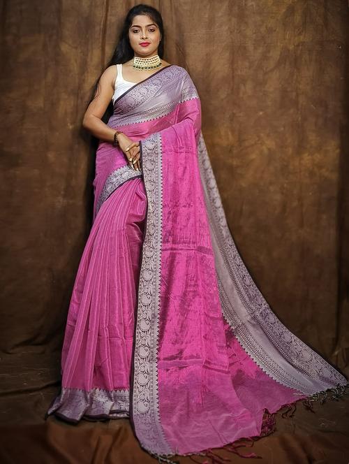 women solid with bordered saree - 22004979 - Standard Image - 0