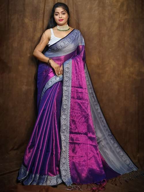 women solid with bordered saree - 22004980 - Standard Image - 0