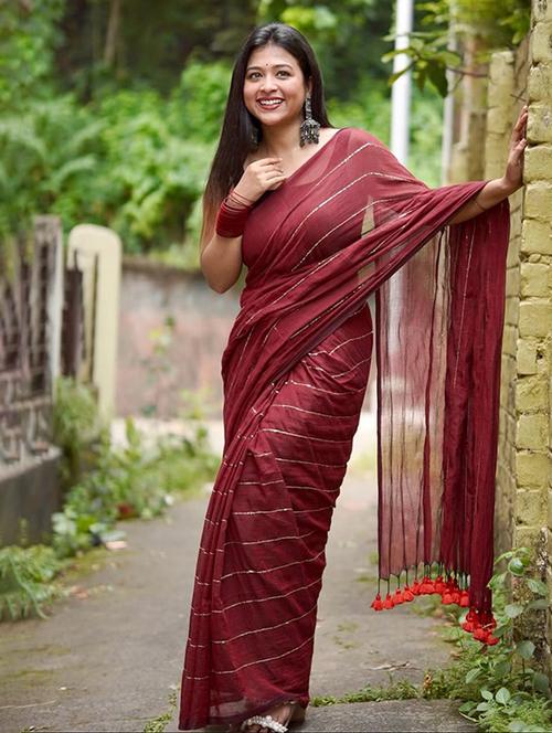 women striped handloom saree with blouse - 22005006 - Standard Image - 0
