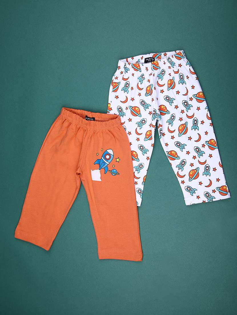 boys pack of 2 printed mid rise track pant