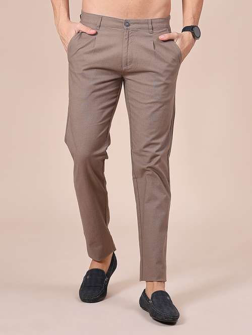 men solid mid rise casual chino - 22005090 - Standard Image - 0