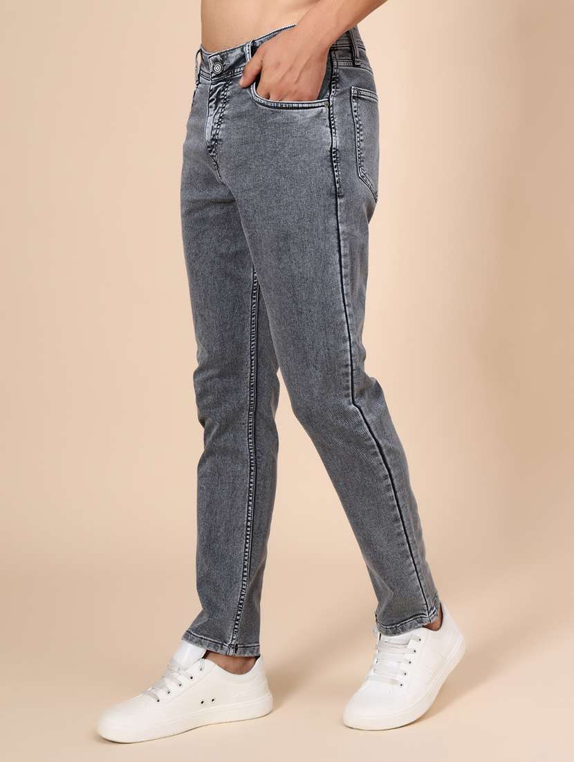 men plain mid rise full length jean