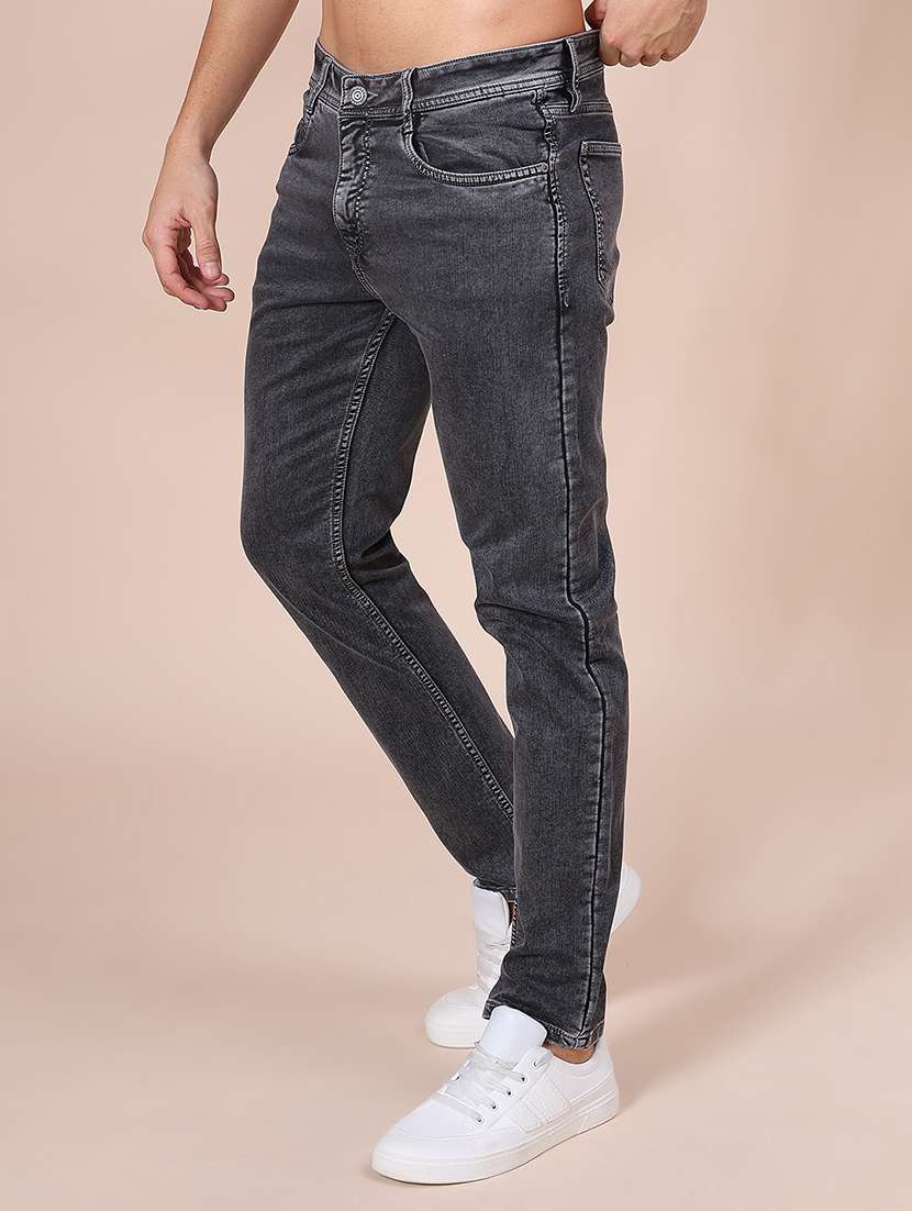 men plain mid rise full length jean