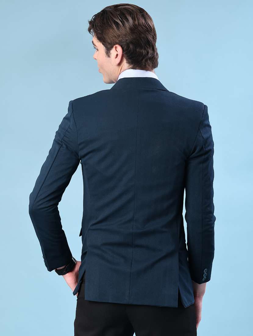 men solid lapel collar single breasted casual blazer - 22005197 -  Standard Image - 3