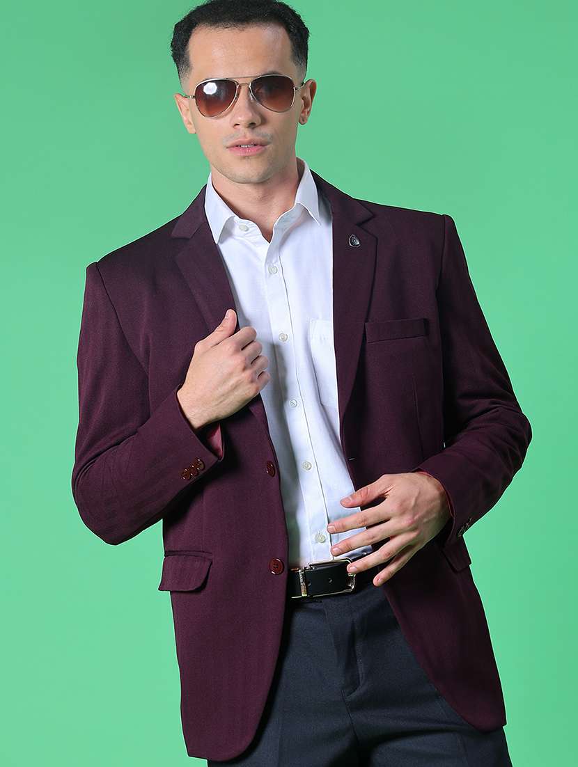 men solid single breasted casual blazer - 22005200 -  Zoom Image - 0