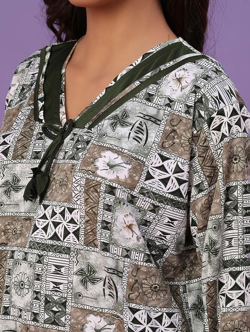 women printed long sleeve nighty - 22005201 -  Standard Image - 5