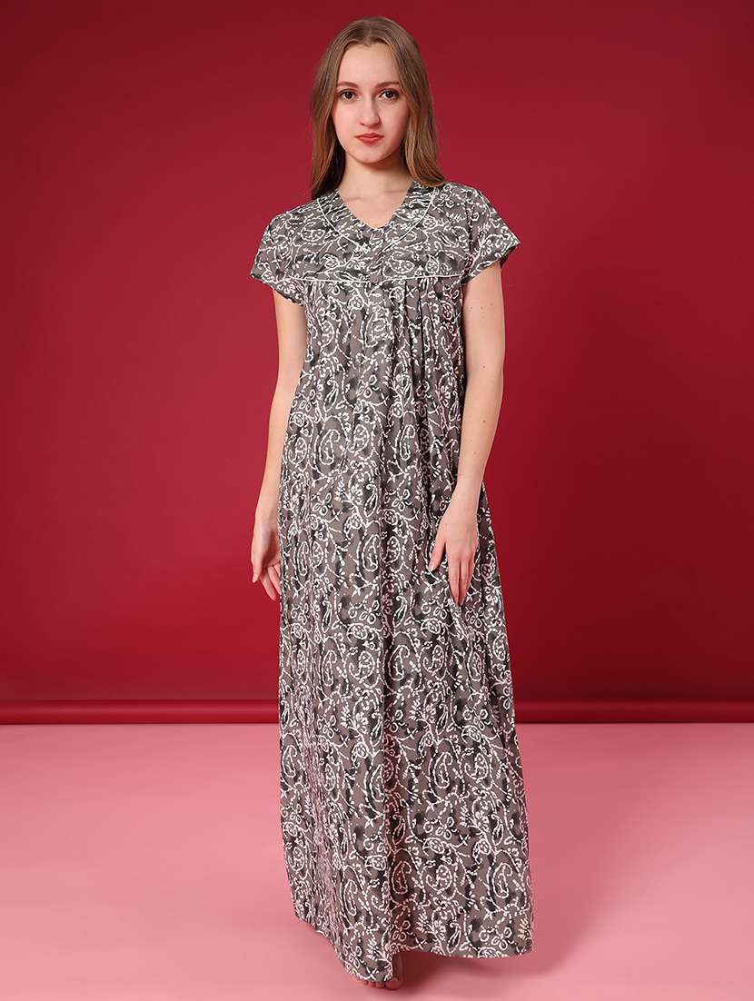 women printed short sleeve nighty