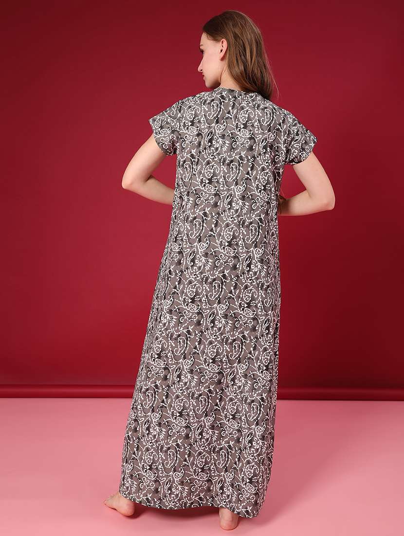 women printed short sleeve nighty - 22005203 -  Standard Image - 3