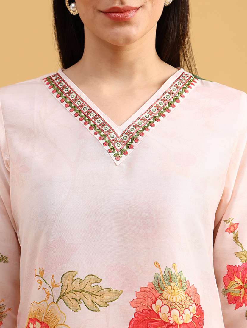 women printed three quarter sleeve straight kurta - 22005210 -  Standard Image - 5