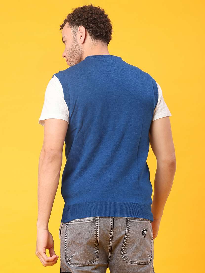 men blue cotton blend pullover - 22005327 -  Standard Image - 3