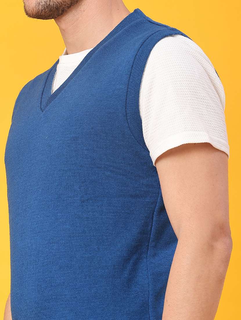 men blue cotton blend pullover - 22005327 -  Standard Image - 5