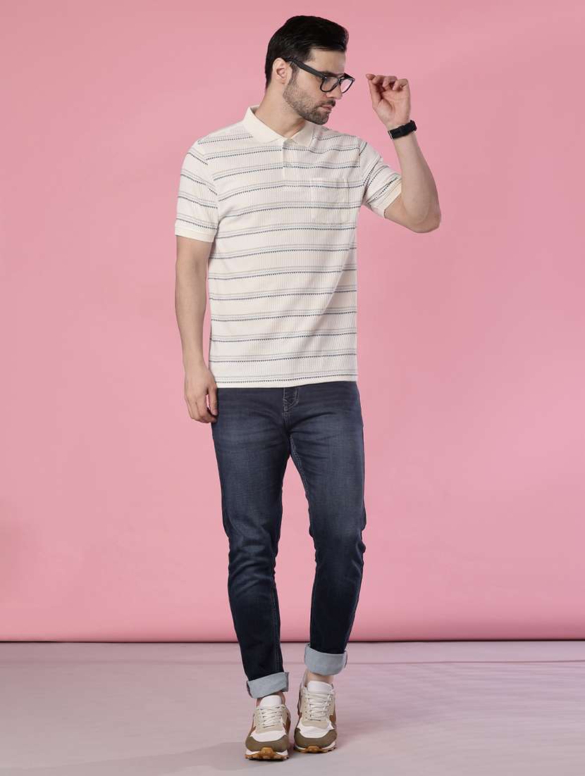 men striped short sleeve regular fit polo t-shirt - 22005387 -  Standard Image - 3