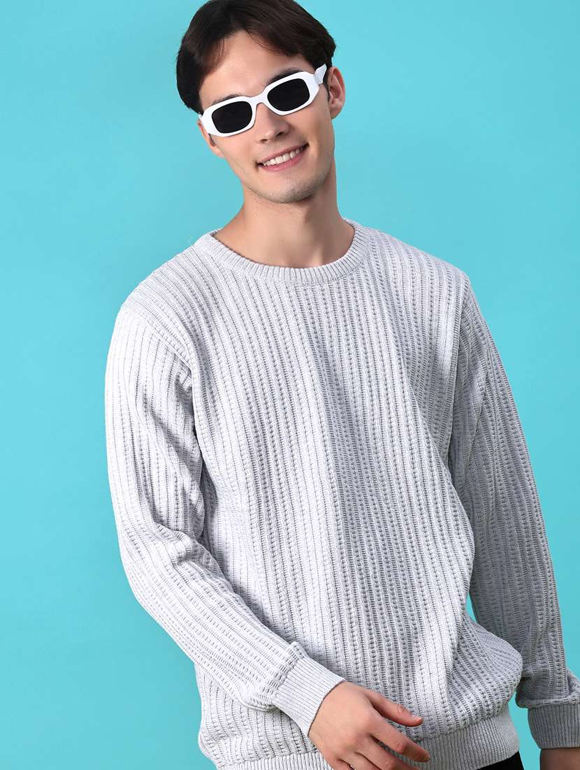 men self design long sleeve regular fit pullover  - 22005418 -  Zoom Image - 0