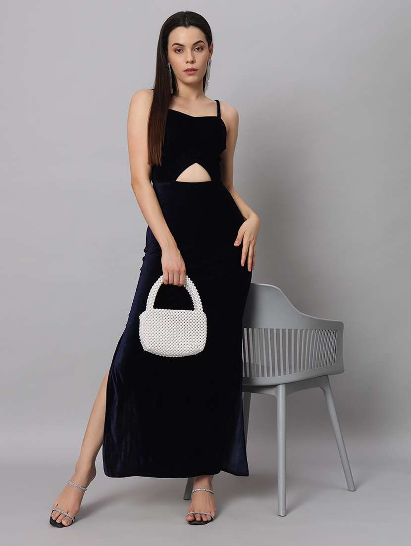 women solid sholuder strap slim fit bodycon maxi dress - 22005439 - Zoom Image - 0