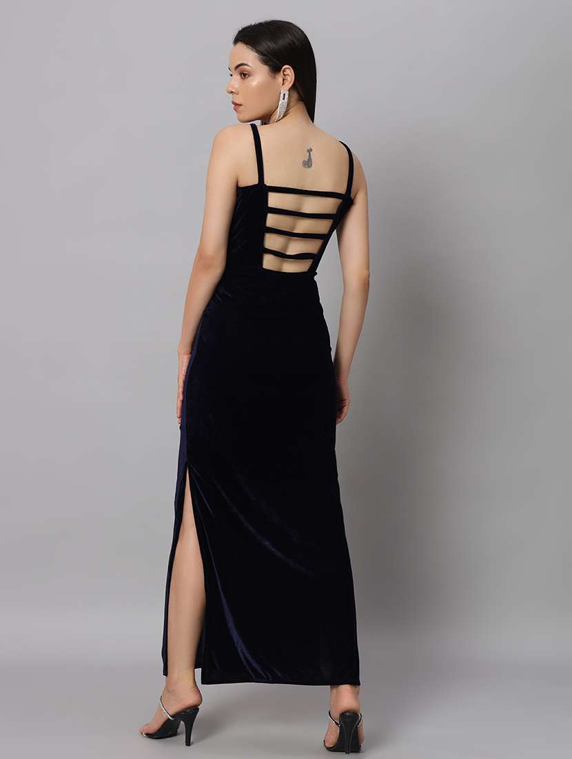 women solid sholuder strap slim fit bodycon maxi dress - 22005439 - Standard Image - 3
