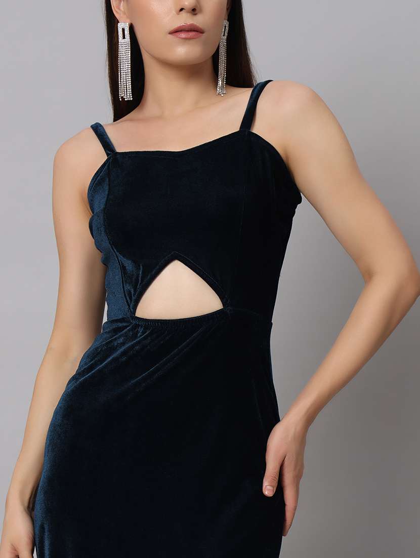 women solid sholuder strap slim fit bodycon maxi dress - 22005440 -  Standard Image - 5