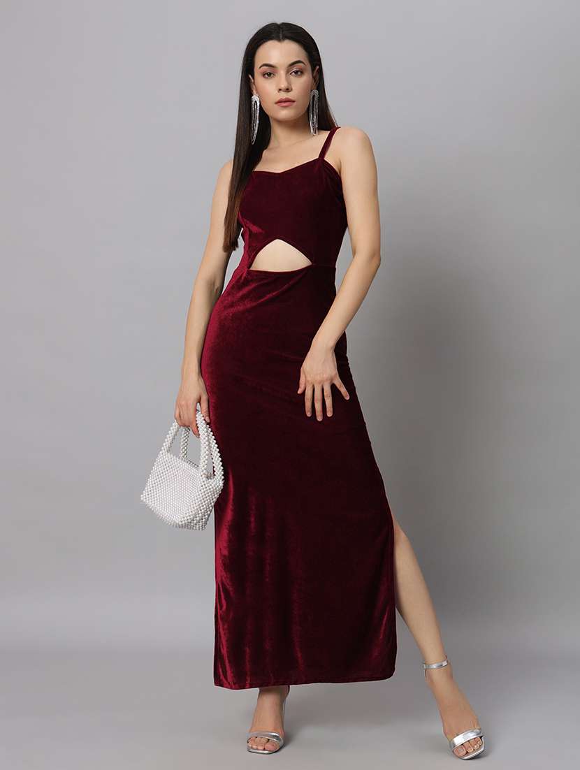 women solid sholuder strap slim fit bodycon maxi dress
