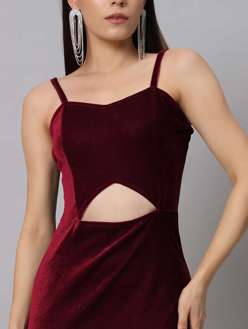 women solid sholuder strap slim fit bodycon maxi dress - 22005441 -  Standard Image - 5