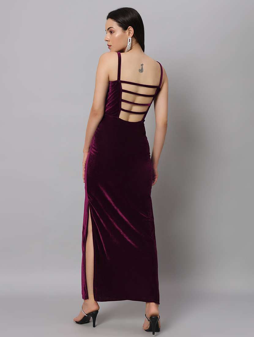 women solid sholuder strap slim fit bodycon maxi dress - 22005443 - Standard Image - 3