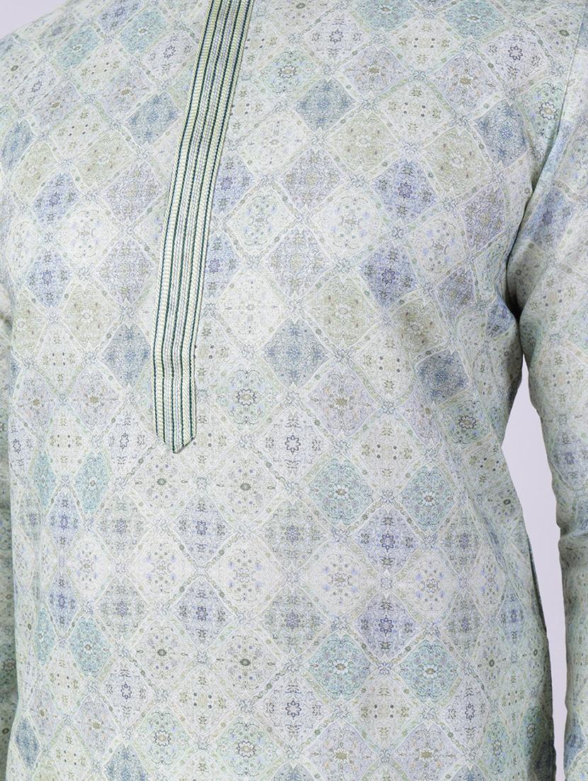 men printed mandarin neck kurta pyjama ethnic wear set - 22005480 - Standard Image - 5