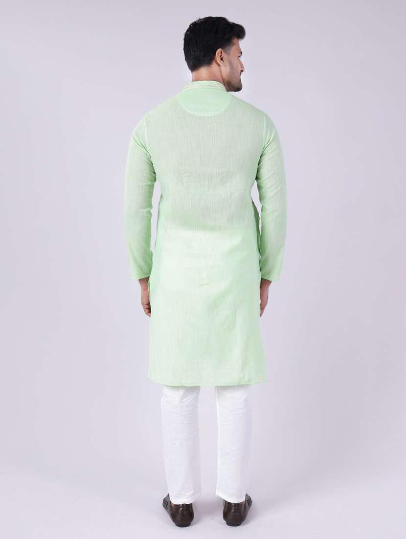 men solid mandarin neck kurta pyjama ethnic wear set - 22005484 -  Standard Image - 3