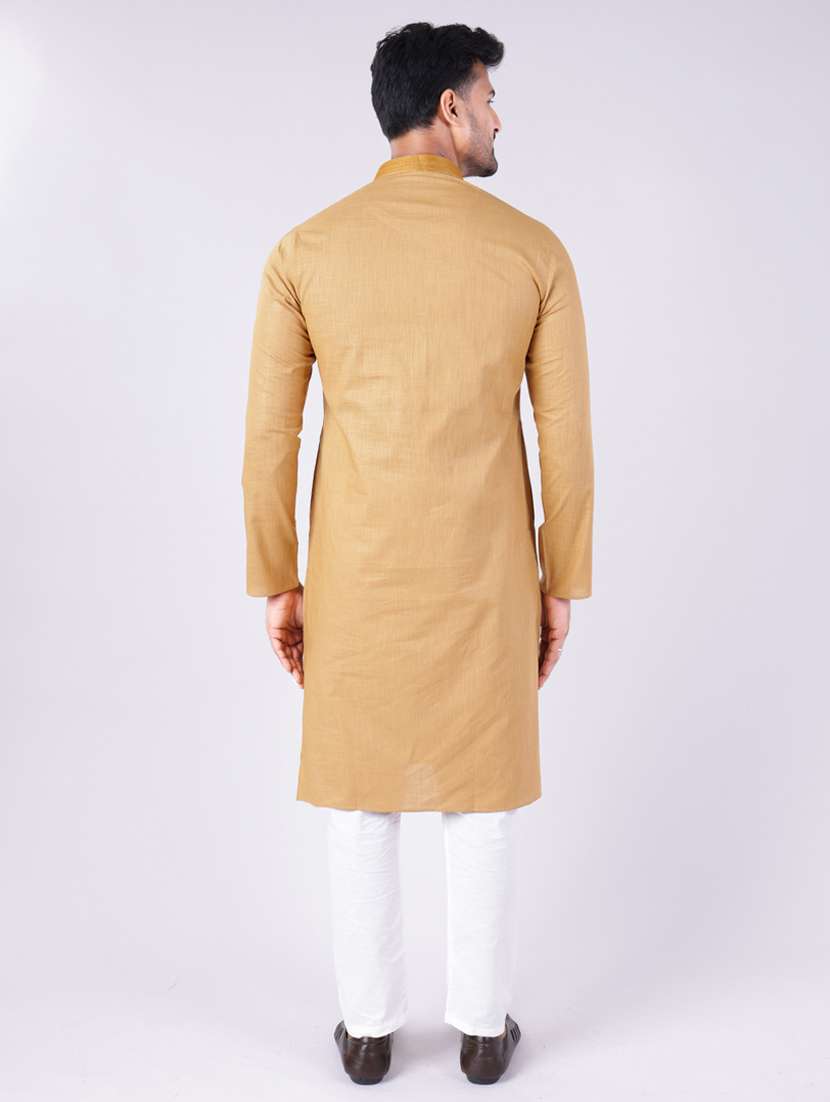 men solid mandarin neck kurta pyjama ethnic wear set - 22005487 - Standard Image - 3