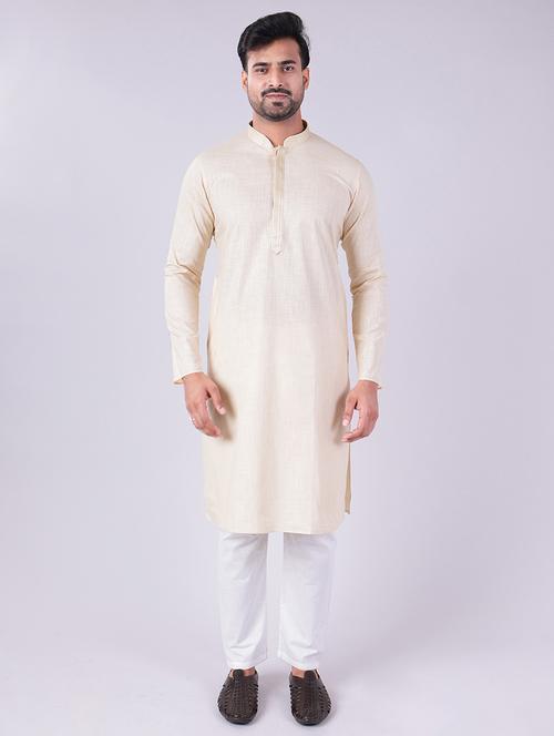 men solid mandarin neck kurta pyjama ethnic wear set - 22005489 - Standard Image - 0