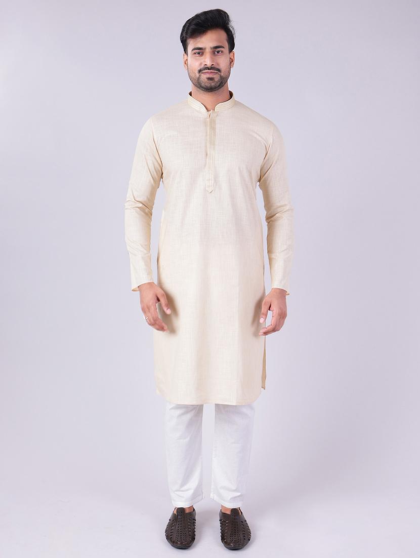 men solid mandarin neck kurta pyjama ethnic wear set - 22005489 - Zoom Image - 0