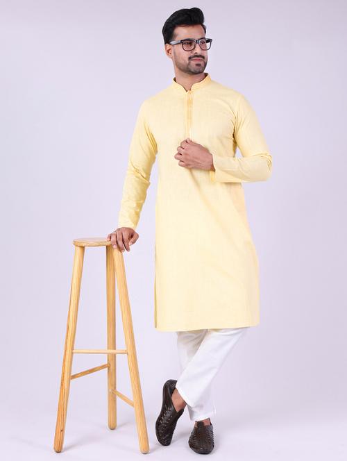 men solid mandarin neck kurta pyjama ethnic wear set - 22005490 - Standard Image - 0