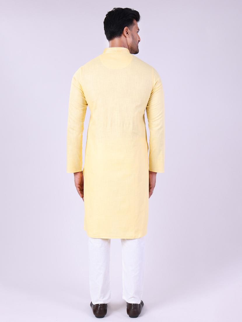 men solid mandarin neck kurta pyjama ethnic wear set - 22005490 - Standard Image - 3