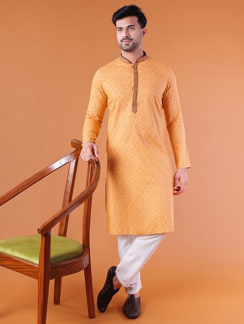 men self design mandarin neck kurta pyjama ethnic wear set - 22005491 - Standard Image - 0
