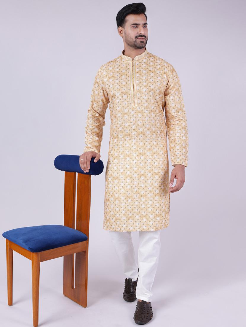 men printed mandarin neck kurta pyjama ethnic wear set - 22005499 -  Zoom Image - 0