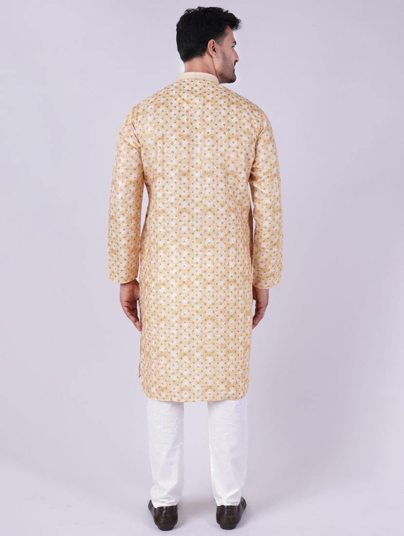 men printed mandarin neck kurta pyjama ethnic wear set - 22005499 - Standard Image - 3