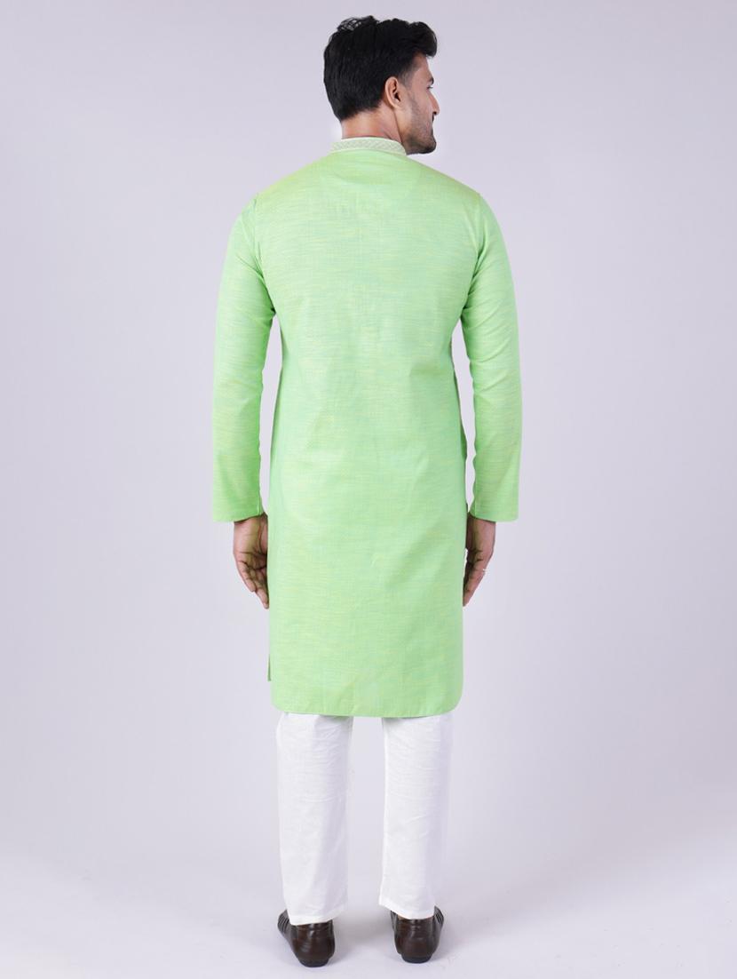 men solid mandarin neck kurta pyjama ethnic wear set - 22005501 - Standard Image - 3