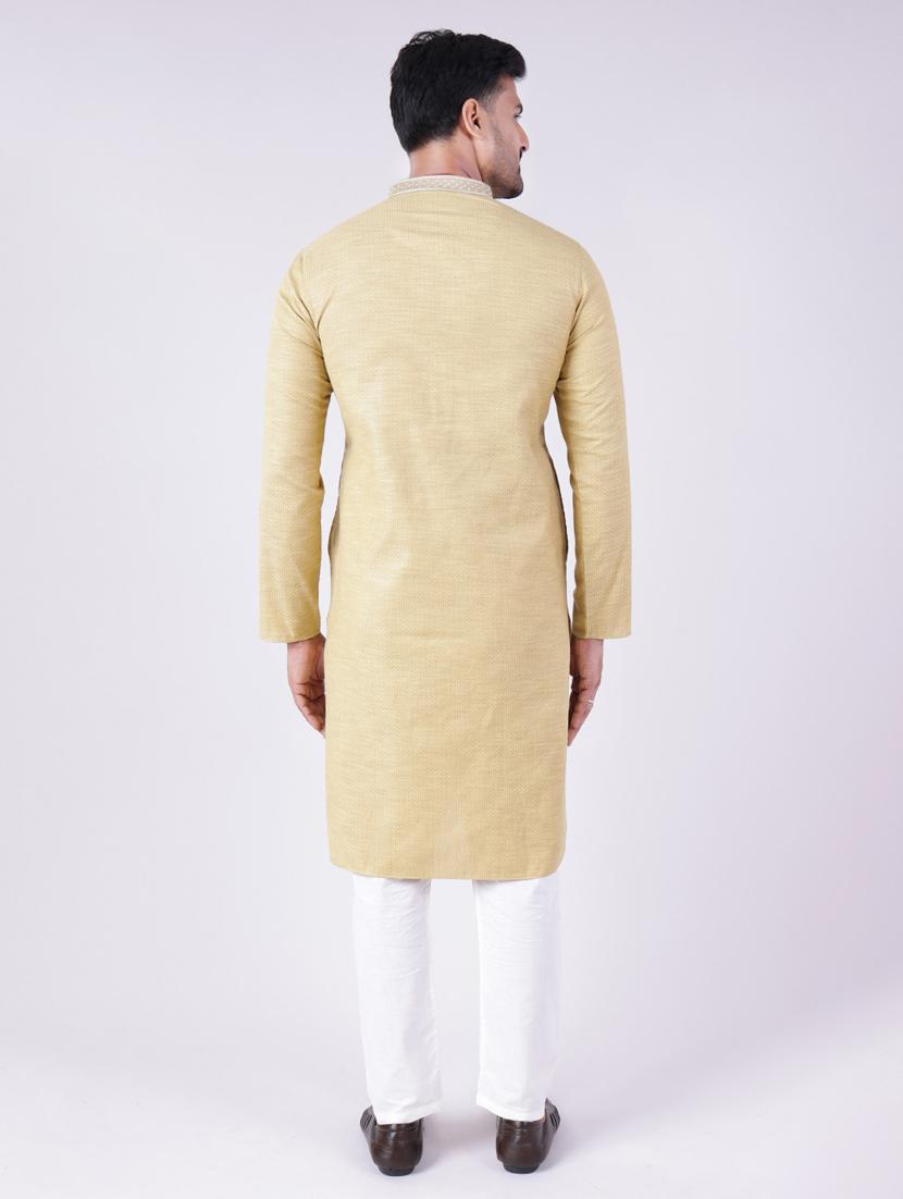 men self design mandarin neck kurta pyjama ethnic wear set - 22005502 - Standard Image - 3