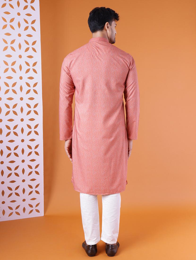 men printed mandarin neck kurta pyjama ethnic wear set - 22005503 - Standard Image - 3