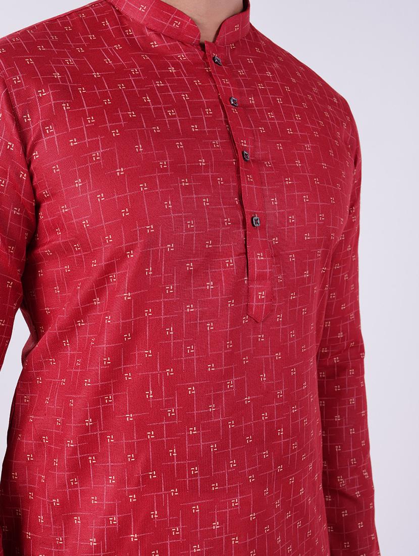 men self design mandarin neck kurta pyjama ethnic wear set - 22005504 - Standard Image - 3