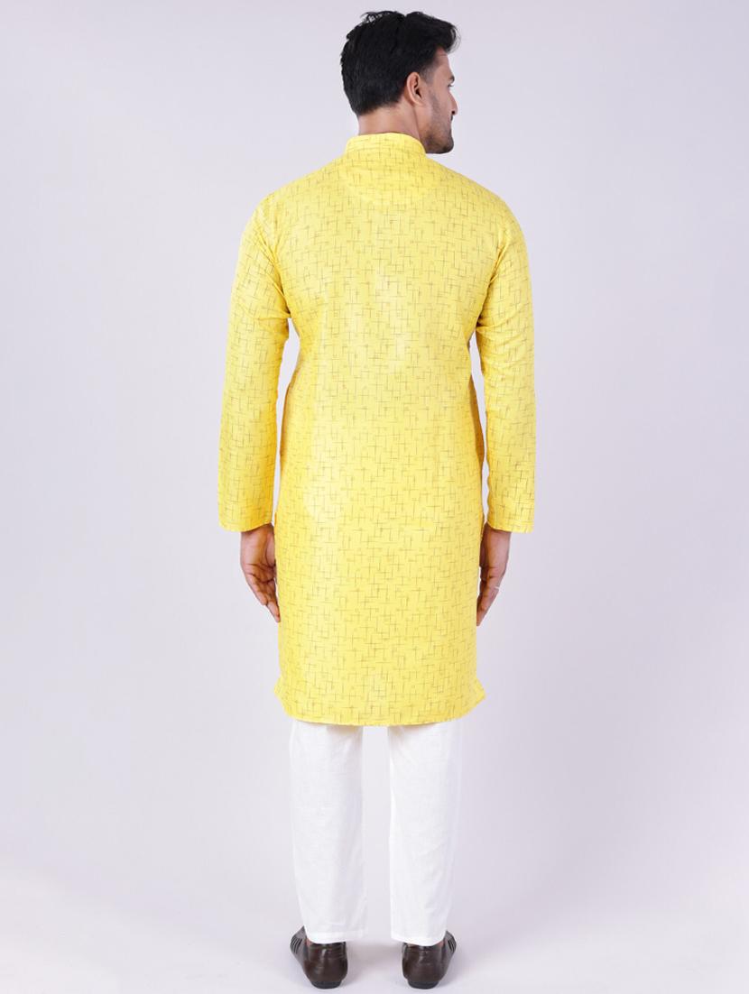 men self design mandarin neck kurta pyjama ethnic wear set - 22005505 - Standard Image - 3