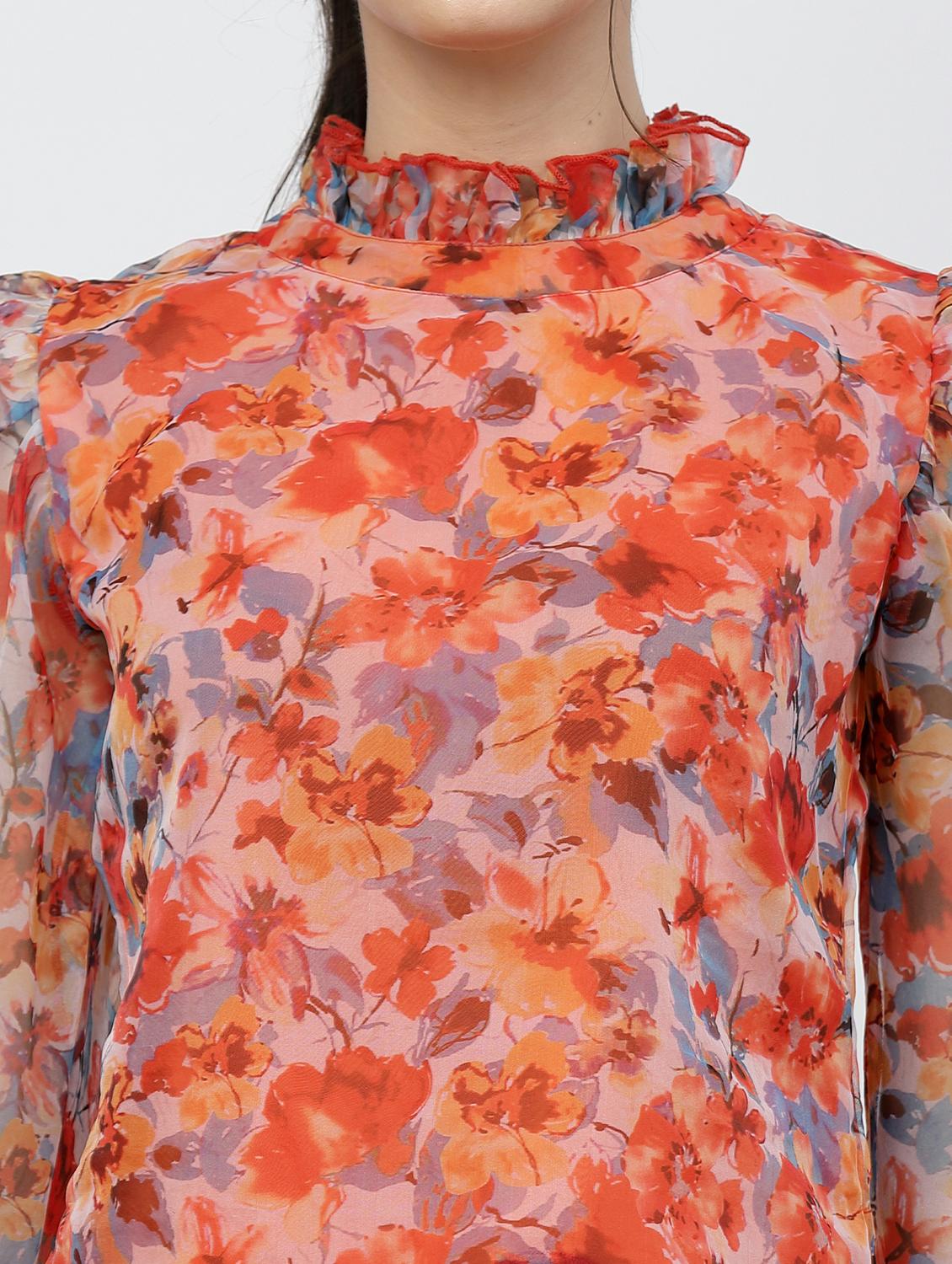 women floral print puff sleeve top - 22006036 - Standard Image - 5