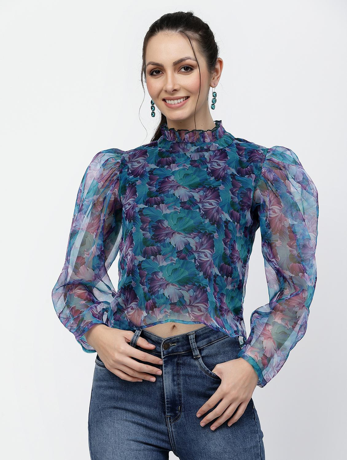 women floral print puff sleeve regular top - 22006037 -  Zoom Image - 0