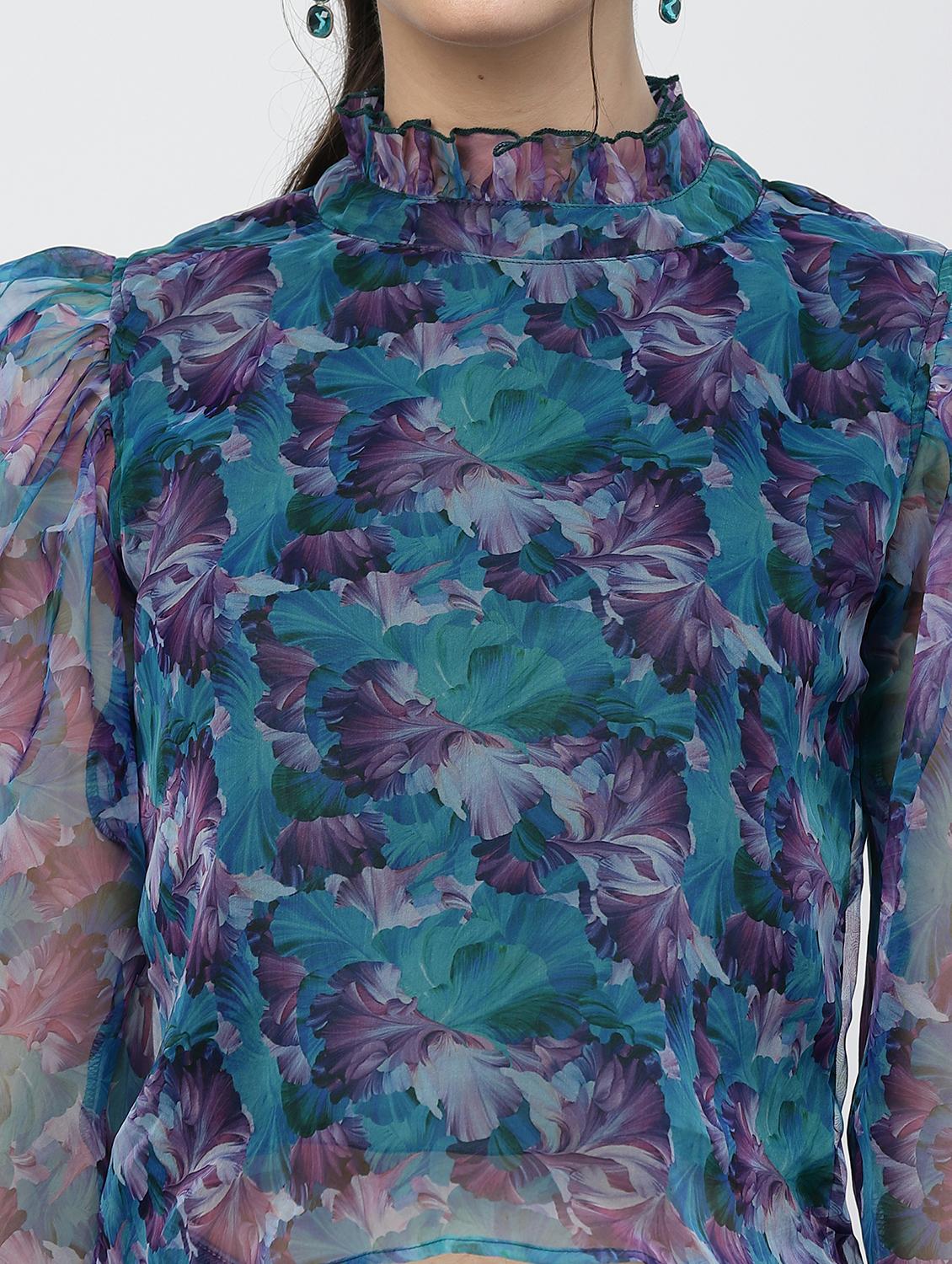 women floral print puff sleeve regular top - 22006037 - Standard Image - 5