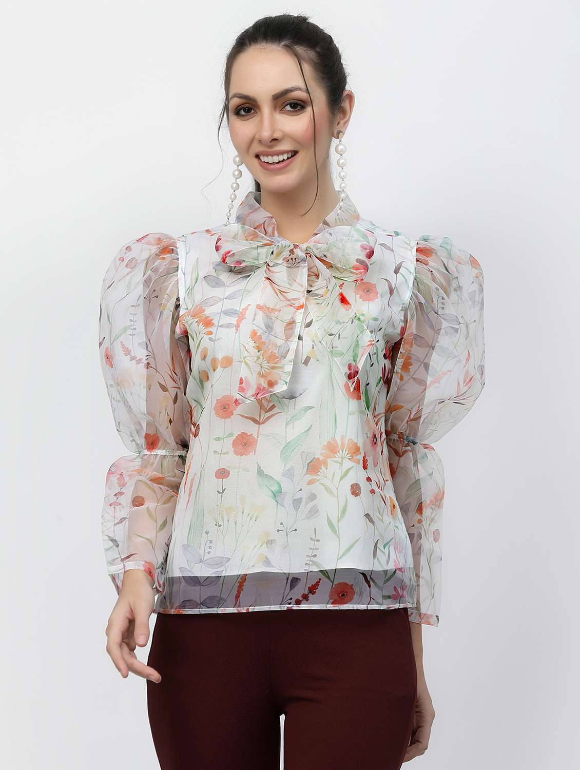 women floral print puff sleeve regular top - 22006038 -  Zoom Image - 0