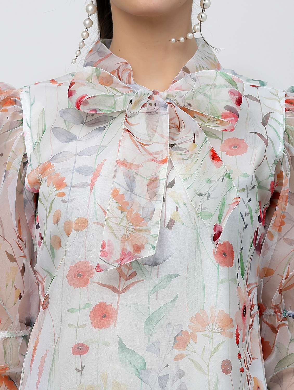 women floral print puff sleeve regular top - 22006038 - Standard Image - 5