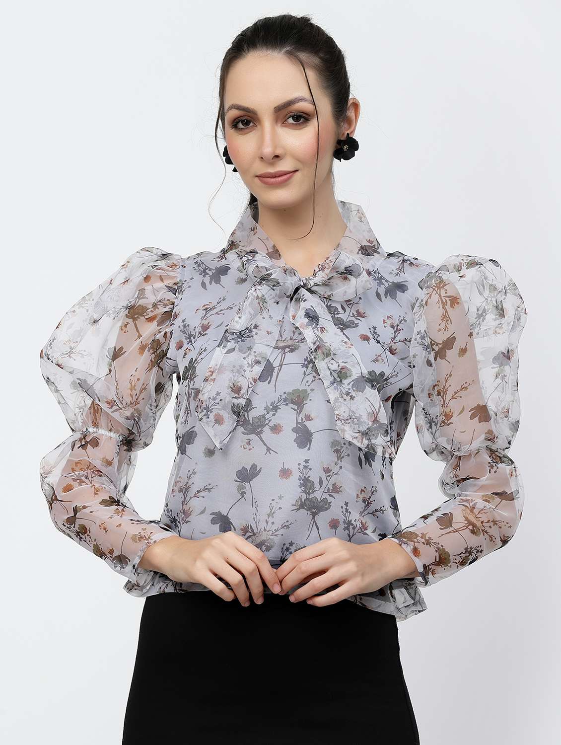 women floral print puff sleeve regular top - 22006039 -  Zoom Image - 0