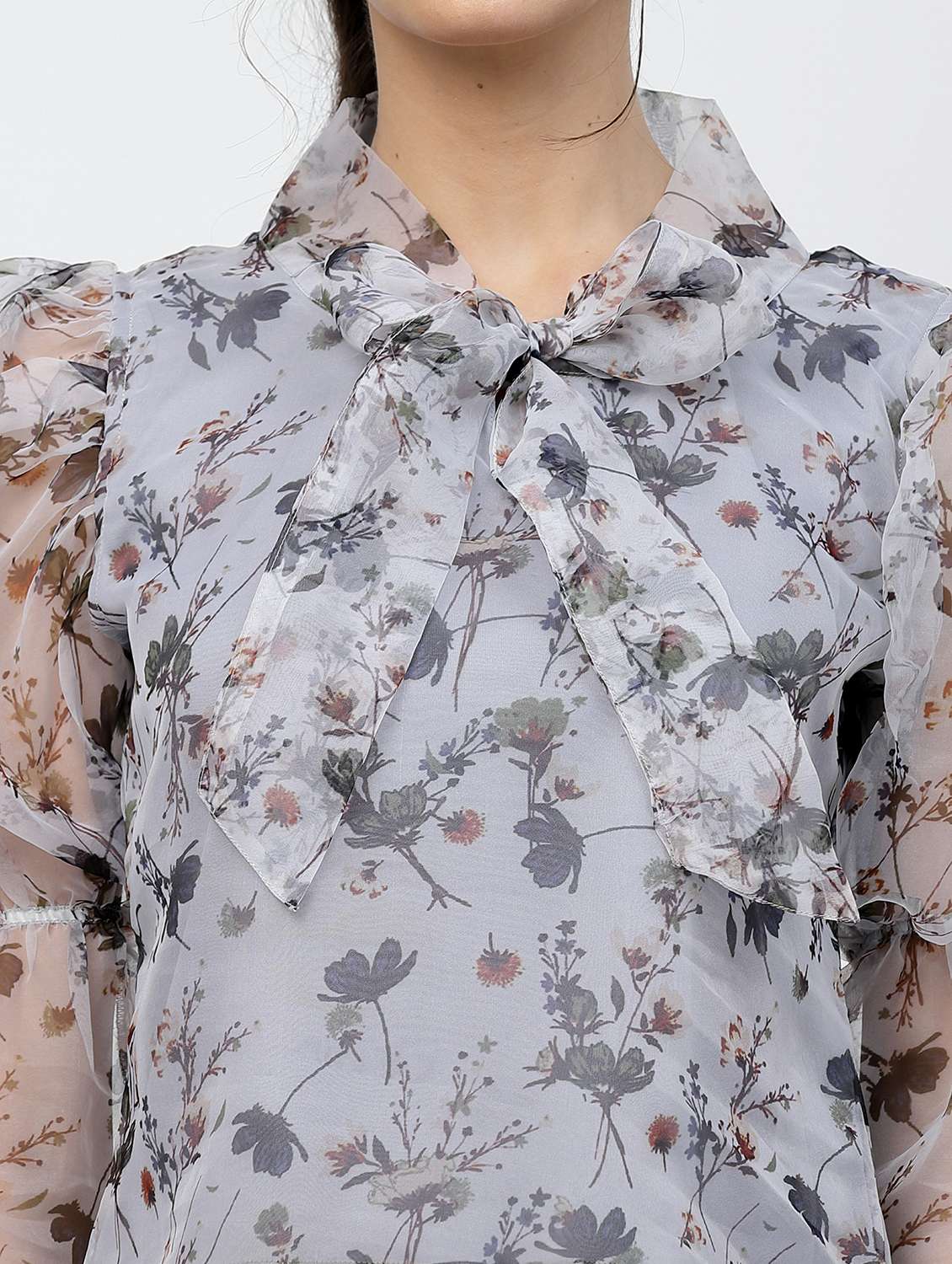 women floral print puff sleeve regular top - 22006039 - Standard Image - 5