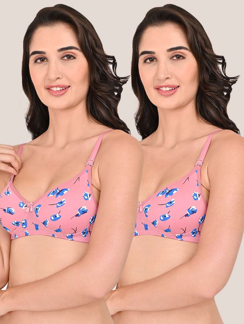 women pack of 2 printed non padded t-shirt bra