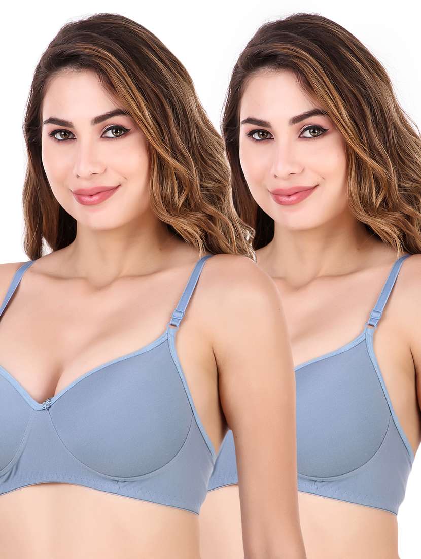 women pack of 2 solid non padded bra