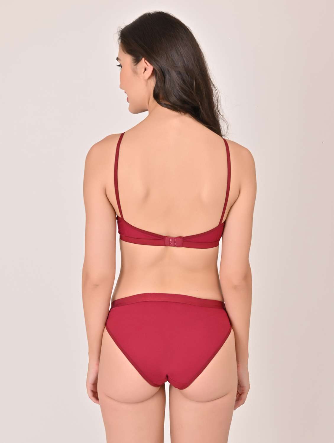 women solid lace bra and panty set - 22006189 -  Standard Image - 3