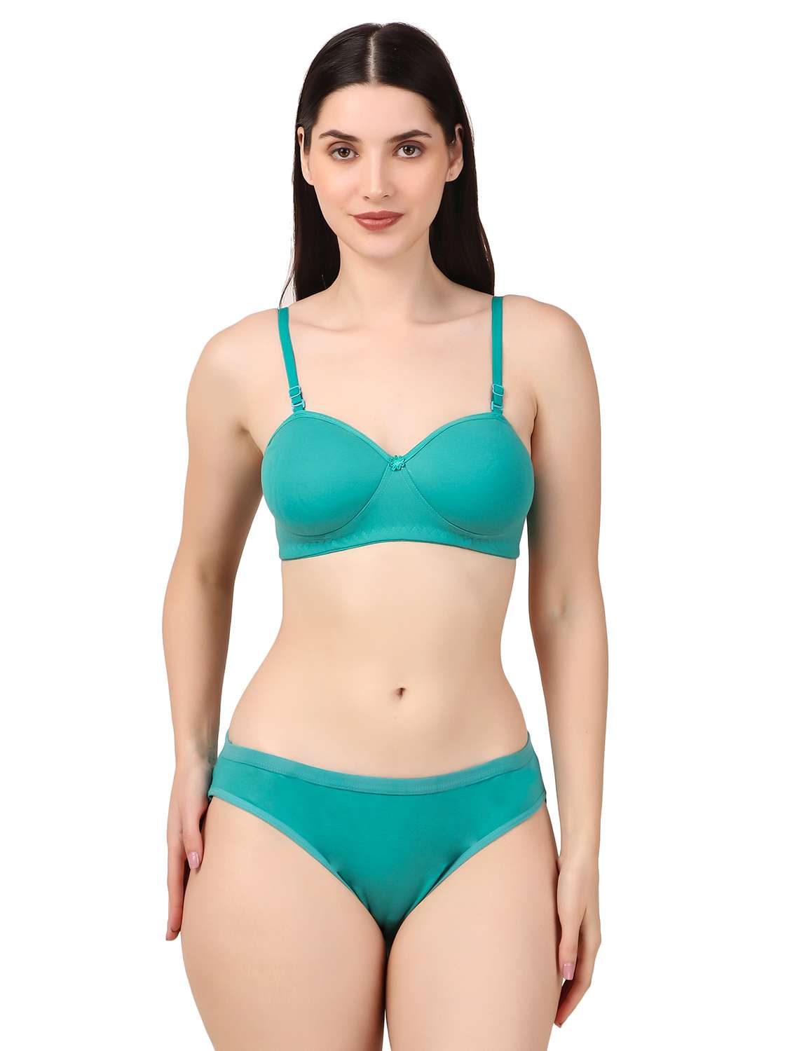 women solid bra and panty set