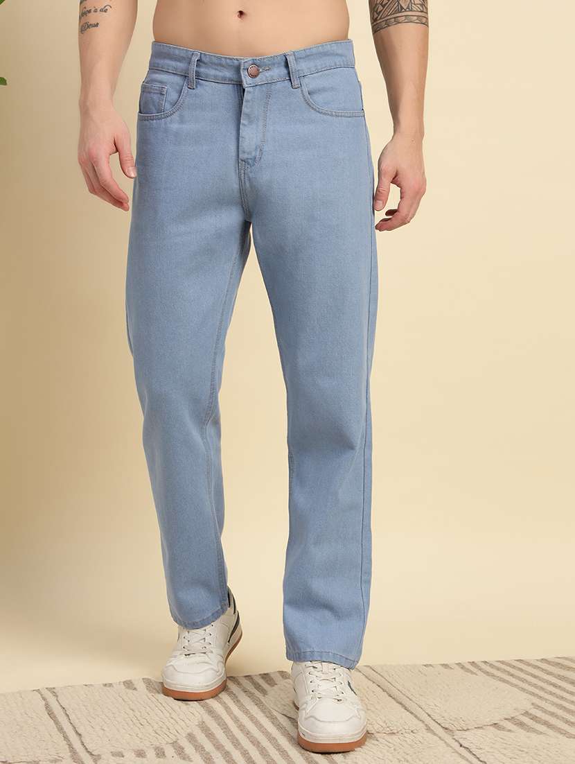 men plain mid rise full length jeans - 22006235 -  Zoom Image - 0